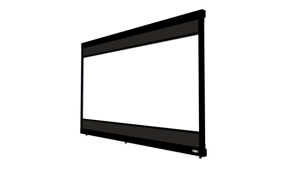 DreamScreen IMASK med motorisert maskering som rammer inn et bredt filmformat