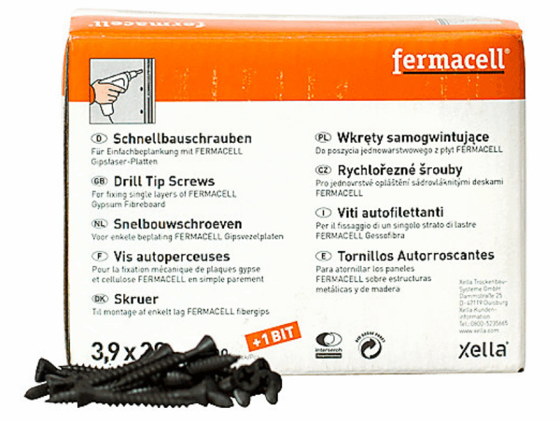 Hunton Fermacell screws for fiber gypsum 3.9x30mm for wood or steel studs 250pcs