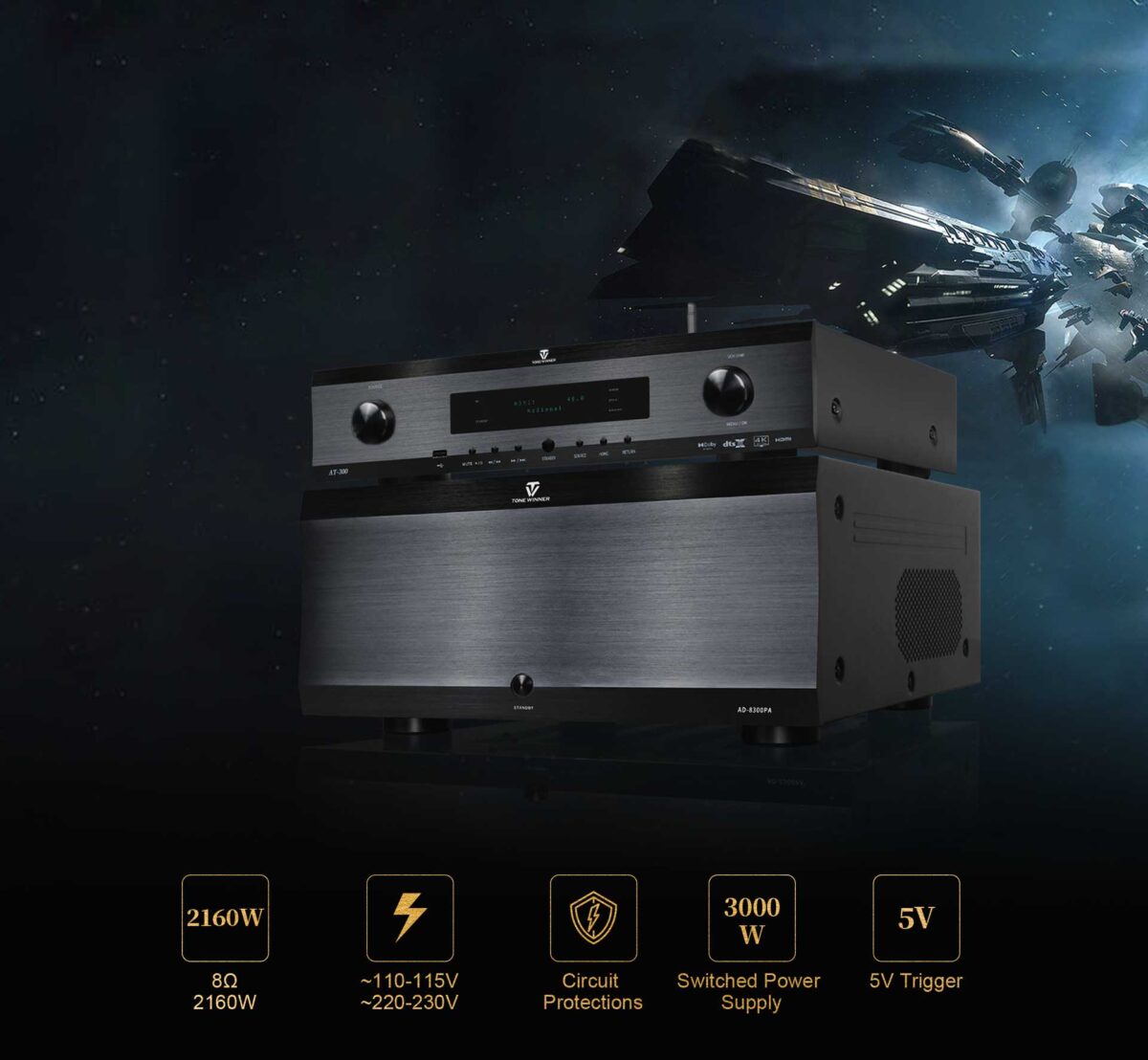 Tonewinner AD-8300PA 3X300W + 8X155W (8Ω) EFFEKTFORSTERKER - Bilde 11
