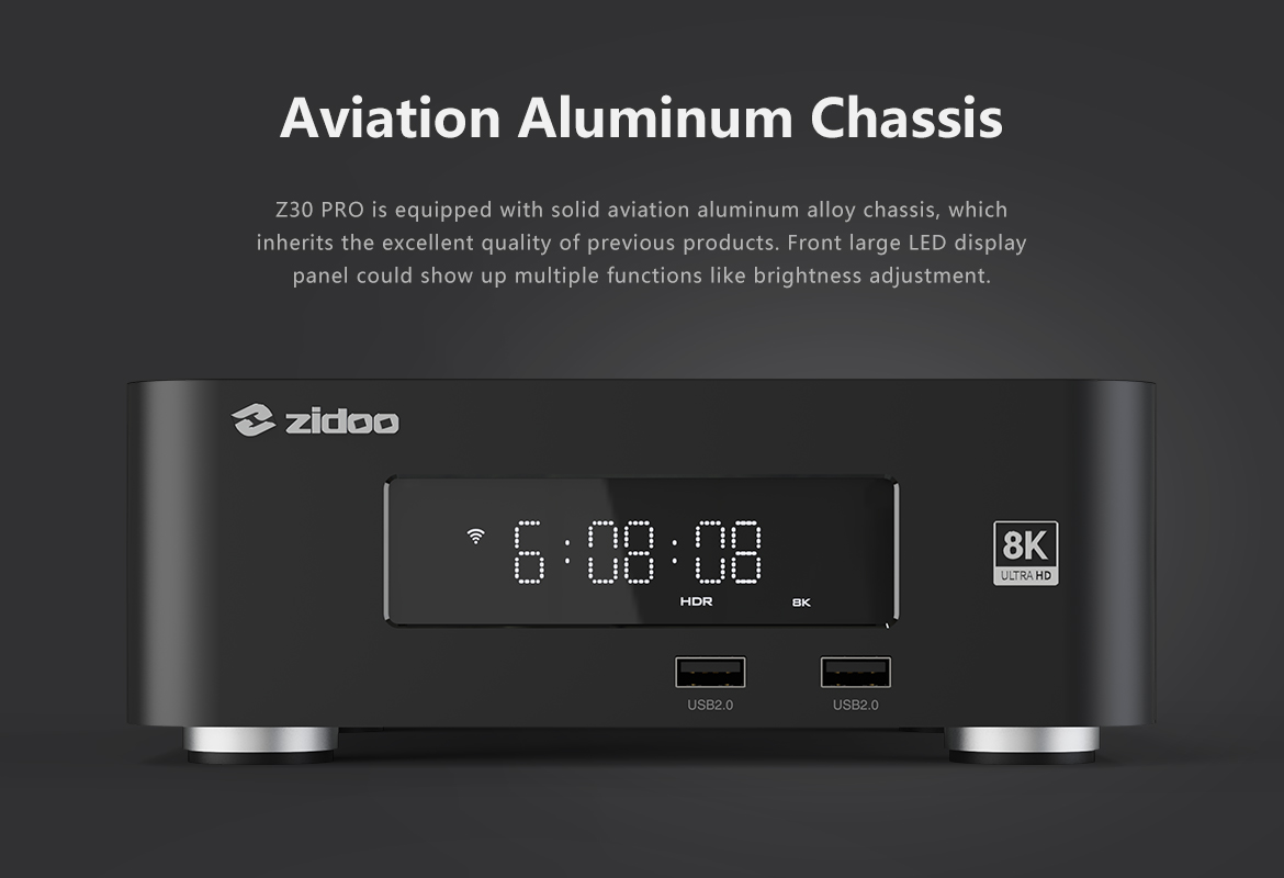 Aluminiumskabinett på Zidoo Z30 Pro