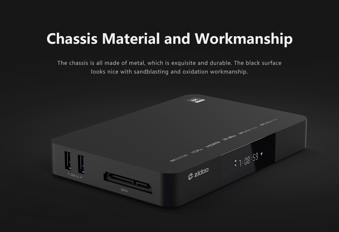 Aluminiumskabinett på Zidoo Z9X 8K