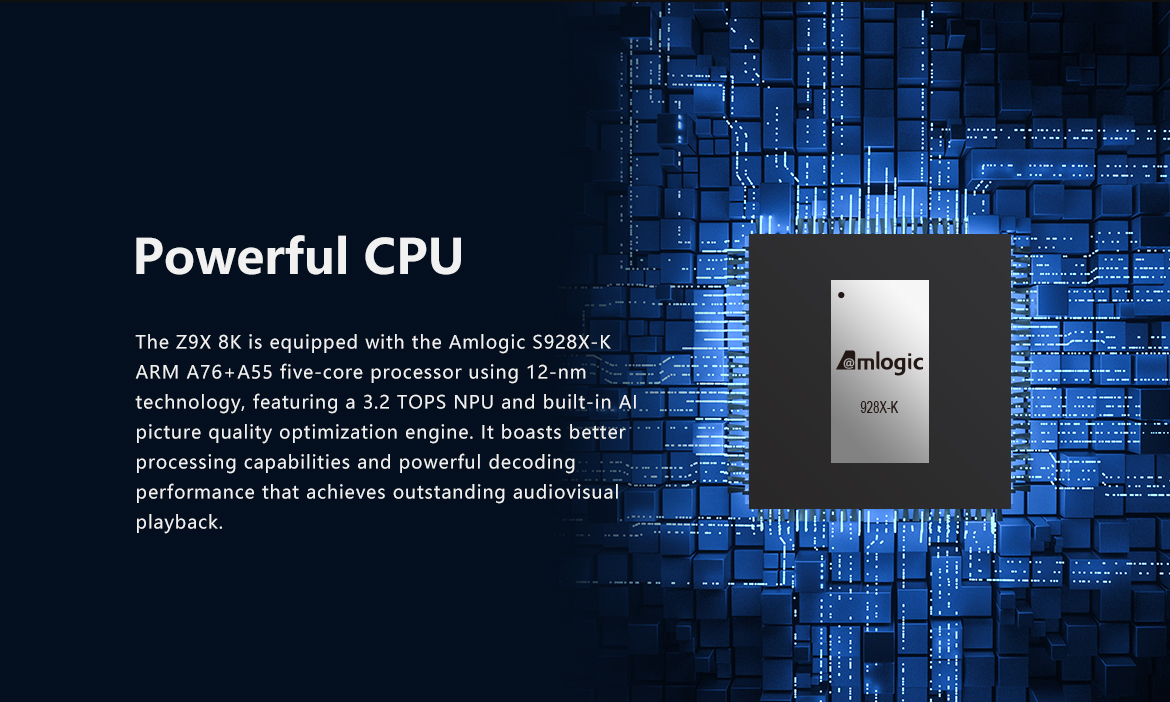 Amlogic S928X-K-prosessor i Zidoo Z9X 8K