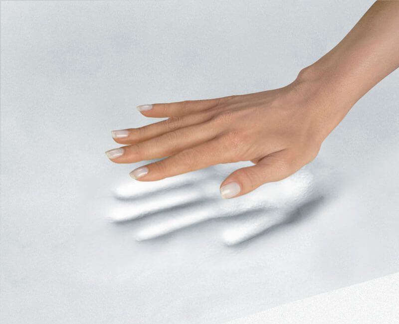 Illustrasjon av et trykkavlastende topplag i memory foam
