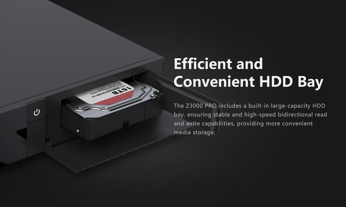 Intern HDD-brønn i Zidoo Z3000 Pro