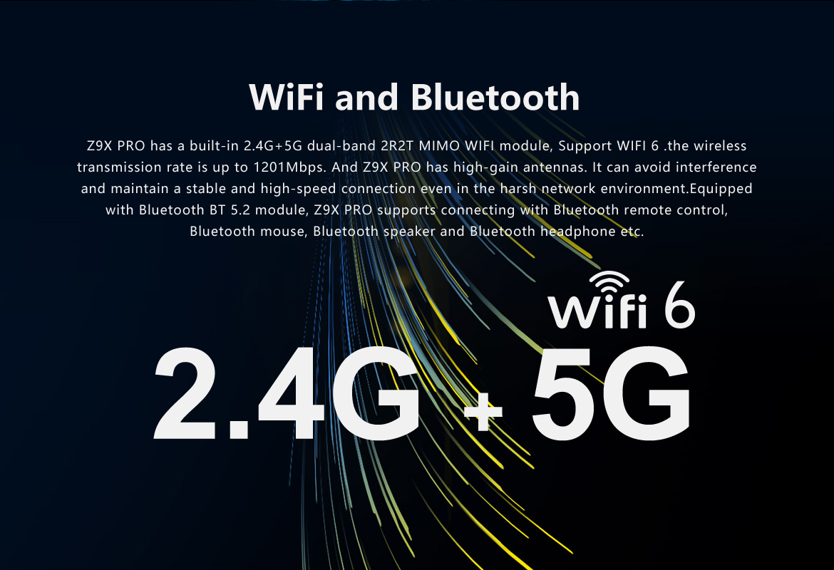 Wi-Fi 6 og Bluetooth på Zidoo Z9X Pro