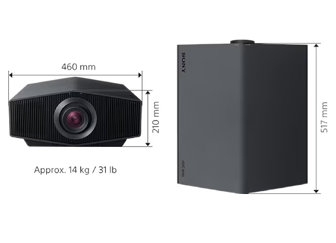 Foran- og toppvisning av BRAVIA 8-projektor