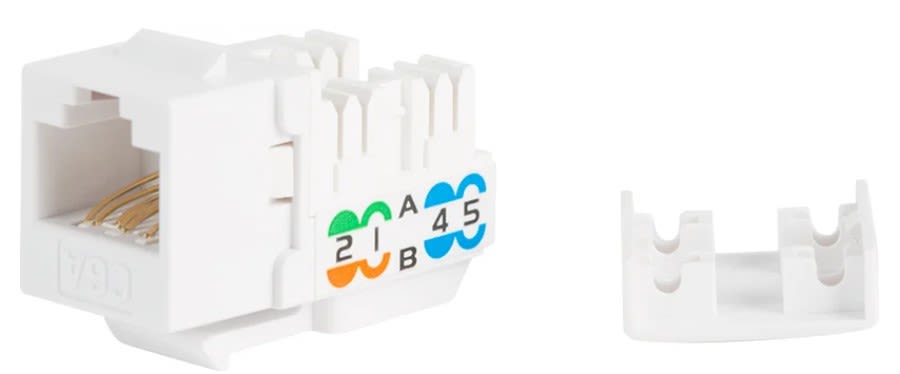 Wirepath Cat6A nettverkskontakt for veggplate, hvit – WP-CAT6A-RJ45-WH